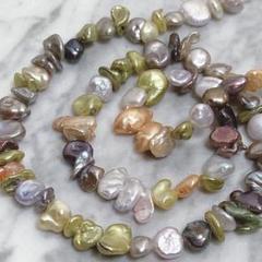 et664/SALE！淡水パール◇艶ありマルチカラーケシmix形1連