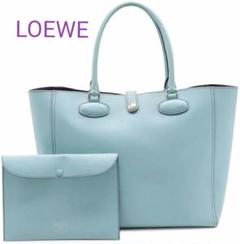 超美品✨希少 LOEWE ロエベ レオ トートバッグ ショルダー レザー 水色