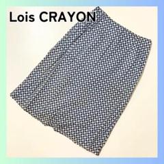 美品 ロイスクレヨン Lois CRAYON ドット柄 タイトスカート 青 M