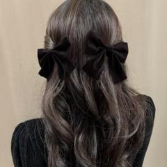 ベロア　リボン　黒　ヘアピン　ピン　アクセサリー　レトロ　アンティーク　アクセ