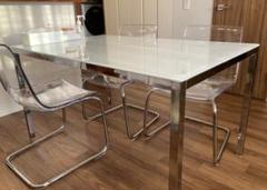 【and.ℹ︎ 】IKEA TORSBYトールスビー ダイニングテーブル TORSBY table, chrome plated/high gloss white, 531/8x331/2