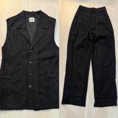 最終値下　着用1回　半額以下　アガウド カットワークレースベスト&パンツ　黒のサムネイル