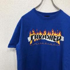 スラッシャー　tシャツ ロゴ　ブルー　アメリカ古着　M 834のサムネイル