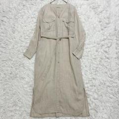 ユナイテッドアローズ シャツワンピース ベルト付き Vネック リネン100% S セール】 リネン ベルト シャツワンピース （ロング・マキシ丈