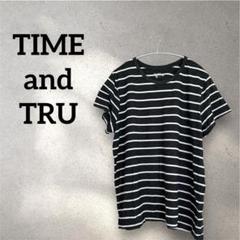 TIME and TRU ボーダー 半袖Tシャツ ブラック