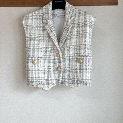 ZARA ツイード ベスト 今季テクスチャースパンコールXL 新品