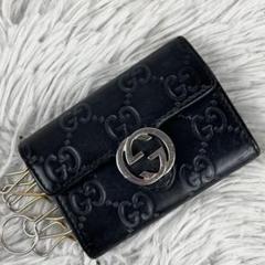 美品 GUCCI レザー PVC キーケース 6連 GG インターロッキング