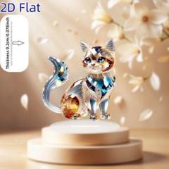 クリスタルプリントキャット　猫雑貨　スタンド型　サンキャッチャー　置物　アクリル