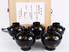 輪島塗 吸物椀 飛花沈金 高出英次　黒 5客　天然漆 天然木 輪島塗 吸物椀 飛花沈金 高出英次 黒 5客 天然漆 天然木 - メルカリ