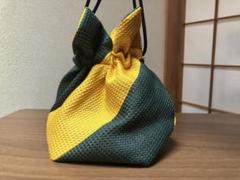 【新品】緑と黄色の巾着袋《和装、ポーチ、バッグ、小物》