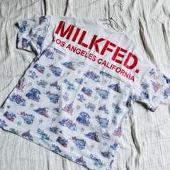 【完売品】ディズニー ミルクフェド コラボ 総柄Tシャツ ミッキー バックロゴ
