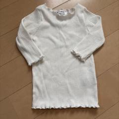 グローバルワーク ホワイトリブ編みカットソー 100cmのサムネイル