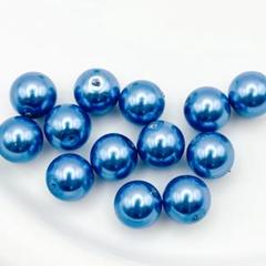 8mmビーズ ブルーベリーカラーのガラスパール ハンドメイドパーツ 【24個】