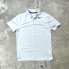 フェデラー　Nike DRI-FIT ポロシャツ M ライトブルー ストレッチ Dri-FIT ツアー ストライプ ゴルフ半袖ポロシャツ