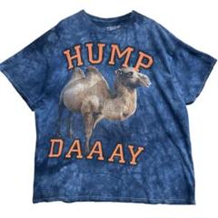 3Dティーズ　アニマルTシャツ　ラクダ　青　2XL　綿　 タイダイ染め【4196