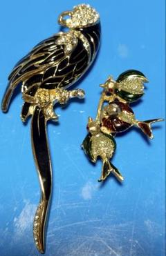 ヴィンテージ デザイン　ブローチ　鳥　アクセサリー　ブルー　レトロ　豪華 Amazon.co.jp: ナイチンゲール鳥ブローチ、女性用ブルーカラー
