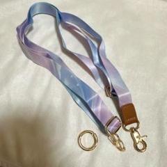 スマホストラップ ネックストラップキーチェーン パープル 首かけストラップ