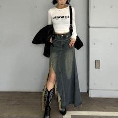 TRIFLE ダメージスリットデニムロングスカート - メルカリ