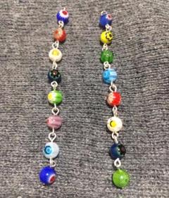 オリジナルデザイン・ロングピアス(ミッレフィオーリ)