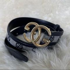 【美品】GUCCI ベルト GGロゴバックル GUCCI GG PATTERNED EMBOSSED LOGO BUCKLE LEATHER BELT/グッチ