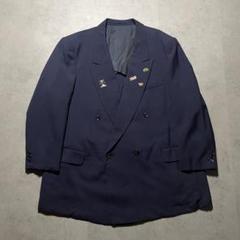 【vintage 】テーラードジャケット　ダブル モヘアウール　ネイビー