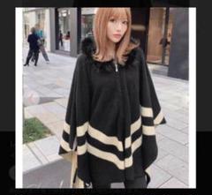 rady黒 フードファーポンチョ　フリーサイズ 美品 rady黒 フードファーポンチョ フリーサイズ 美品