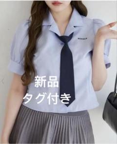 one after anotherナイスクラップ ネクタイ付き開襟シャツ　ブルー