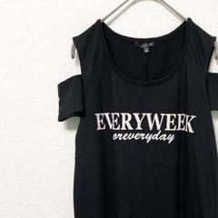 AQUA HISTORY Tシャツ クルーネック 肩出し シンプル 文字プリント