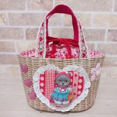 れいにゃ様☆コヤンイサムチョン☆ミニトートバッグ　リボン刺繍　サンダー　着ぐるみ コヤンイサムチョン•ラブリーちゃん•巾着トートバッグ