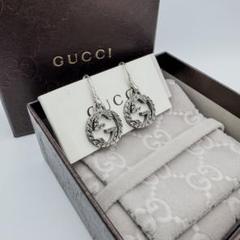【GUCCI】箱付・保存袋付　鏡面仕上げ　インターロッキング　ピアス　箱付 GUCCI】箱付・保存袋付鏡面仕上げインターロッキングピアス箱付