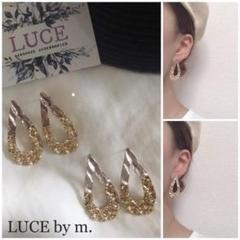 181 ドロップ 雫 ゴールド フープ キラキラ ピアス