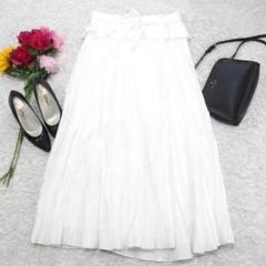 G7124*ARNE LECHT アルネレクト☆ロング☆プリーツ☆スカート☆白