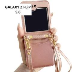 Galaxy Z Flip6 5用 スマホケース ピンク ショルダー カード