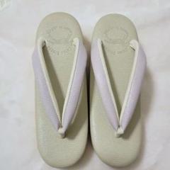 未使用品/美品✨菱屋カレンブロッソ カフェ草履 サイズM クリーム×紫色 箱付き