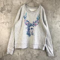 A4925古着　トレーナー　スウェット　グレー　90s Y2K