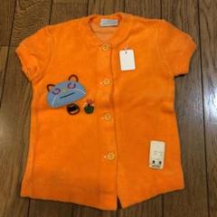 0507.白樺ネコちゃん刺繍入りオレンジパイル地半袖シャツ2歳