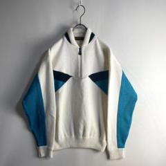 80s 90s OLD FABLICE 切替 ハーフジップ ニット セーター