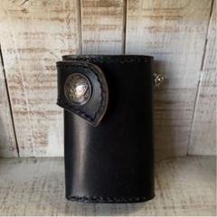 レザー ハンドメイド コインキャッチャー 付き財布 ブラック