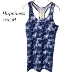 【Happiness】レディース タンクトップバッククロス 総柄