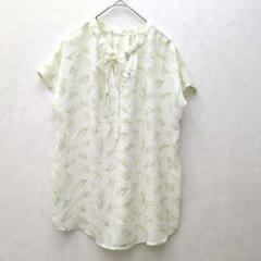 ロペピクニック 花柄 リボン付き ノースリー シャツ シアー素材 サイズ38