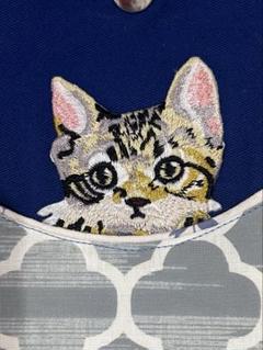 【ハンドメイド】スマホショルダー　ポシェット　サコッシュ　猫　ネイビー