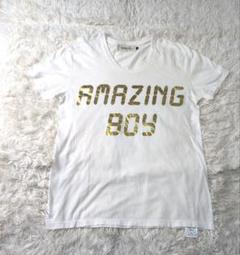 Milk Boy Tシャツ 半袖 ビッグプリント 綿100% 白 ゴールド