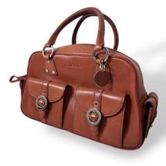 美品 ジバンシィ ブラウン レザー ハンドバッグ 本革 レディース Wポケット