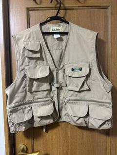 LL Bean フィッシングベスト(M)　毛針柄ワッペン付き LL Bean フィッシングベスト ベージュ XL - メルカリ