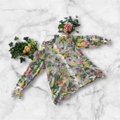 VERO 長袖ブラウス　M 花柄　ピンク　シースルー