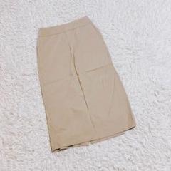 【GLOBAL WORK】　ロングスカート　（Ｍ）　タイト　麻混　ベージュ　薄手