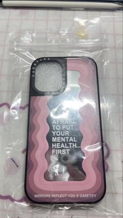 Caseify iPhone16用ハードケース ピンク波形デザイン箱無し
