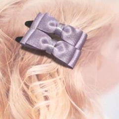 パールサテンのヘアピン2個セット(パープル)