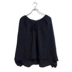 SHEIN ブラウス 黒 ゆったり L バックリボン 薄手 爽やか 上品 春秋