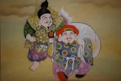 真作/珠香/富士に恵比須大黒図/桐共箱付/布袋屋掛軸HC-471 真作/珠香/富士に恵比須大黒図/桐共箱付/布袋屋掛軸HC-471